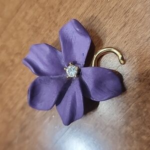 Vintage Joan Rivers Purple Flower Gold Rhinestone Brooch Pin​​​
